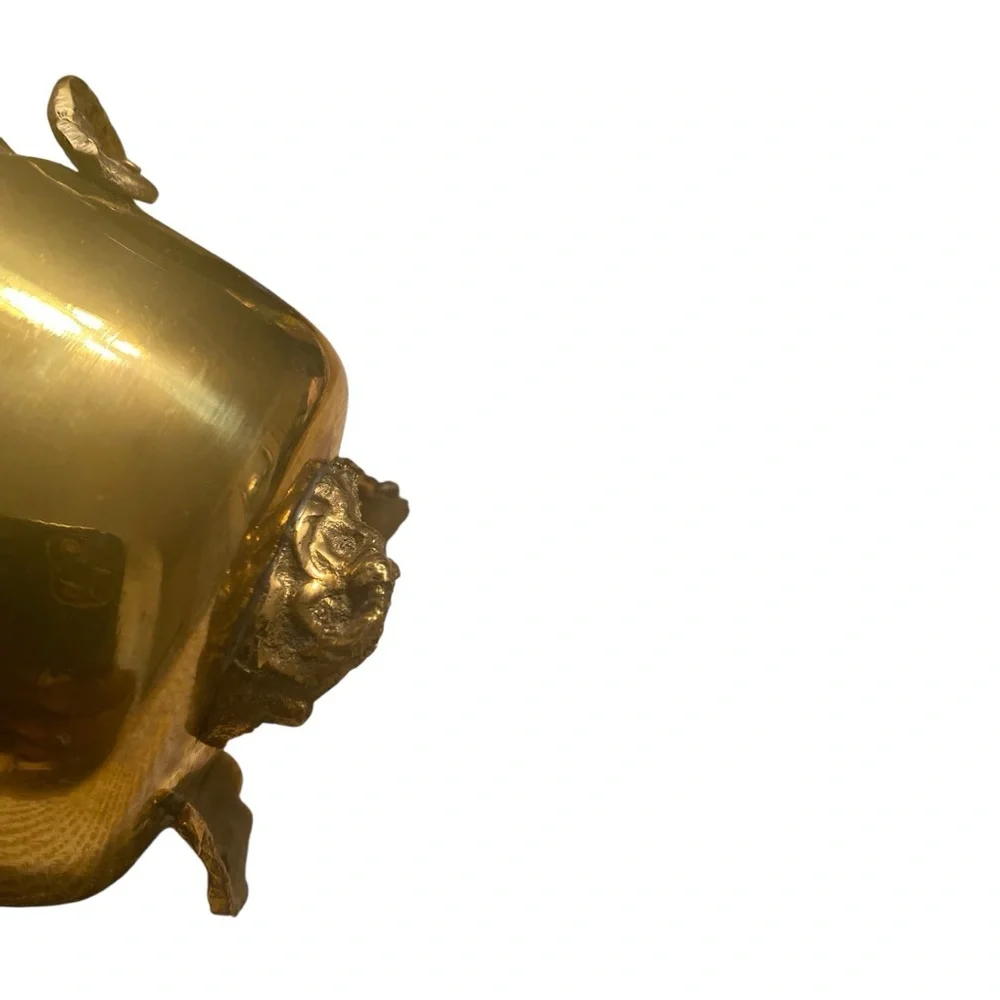 Vintage Brass Footed Planter Pot